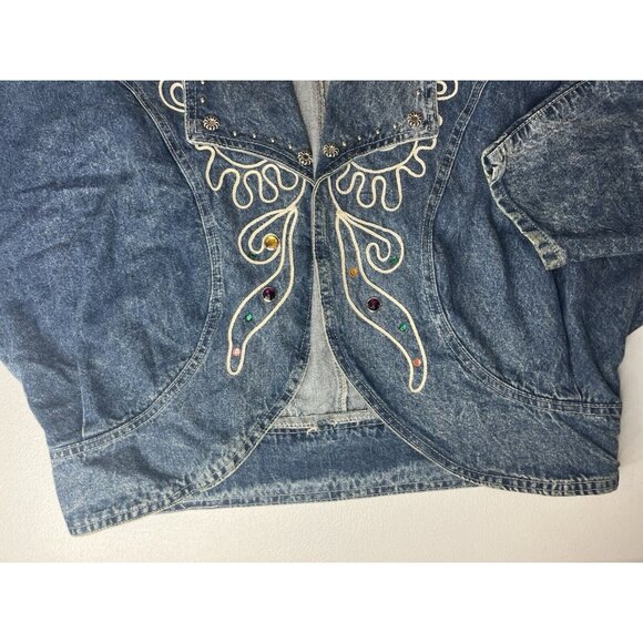 Pado California Batwing Denim Jacket Embellished Distressed Size Medium - Picture 4 of 11